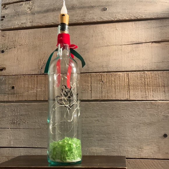 Grinch face candle top wine bottle lantern - Picture 9 of 9